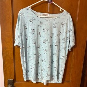 5/$10🌞86 - Women's Light Blue Graphic Kitty Cat Short Sleeve Tee